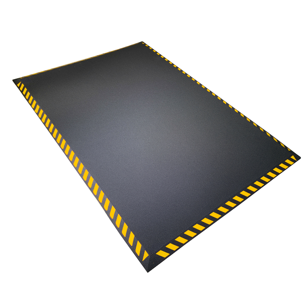 anti fatigue mat with yellow safety border