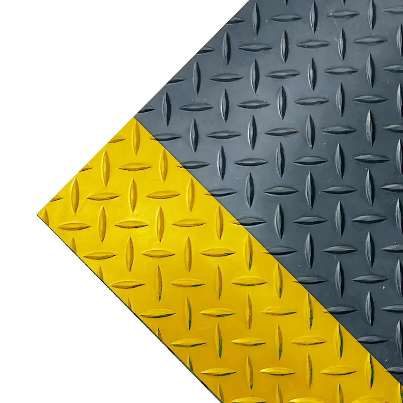 Diamond Plate Anti-fatigue Mat with Yellow Border